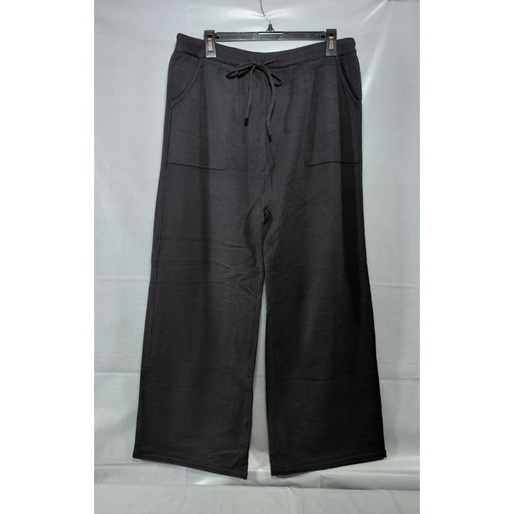 Wide Leg Heavyweight Knit Lounge Pants Women's XL Black‎ Athleisure Comfort